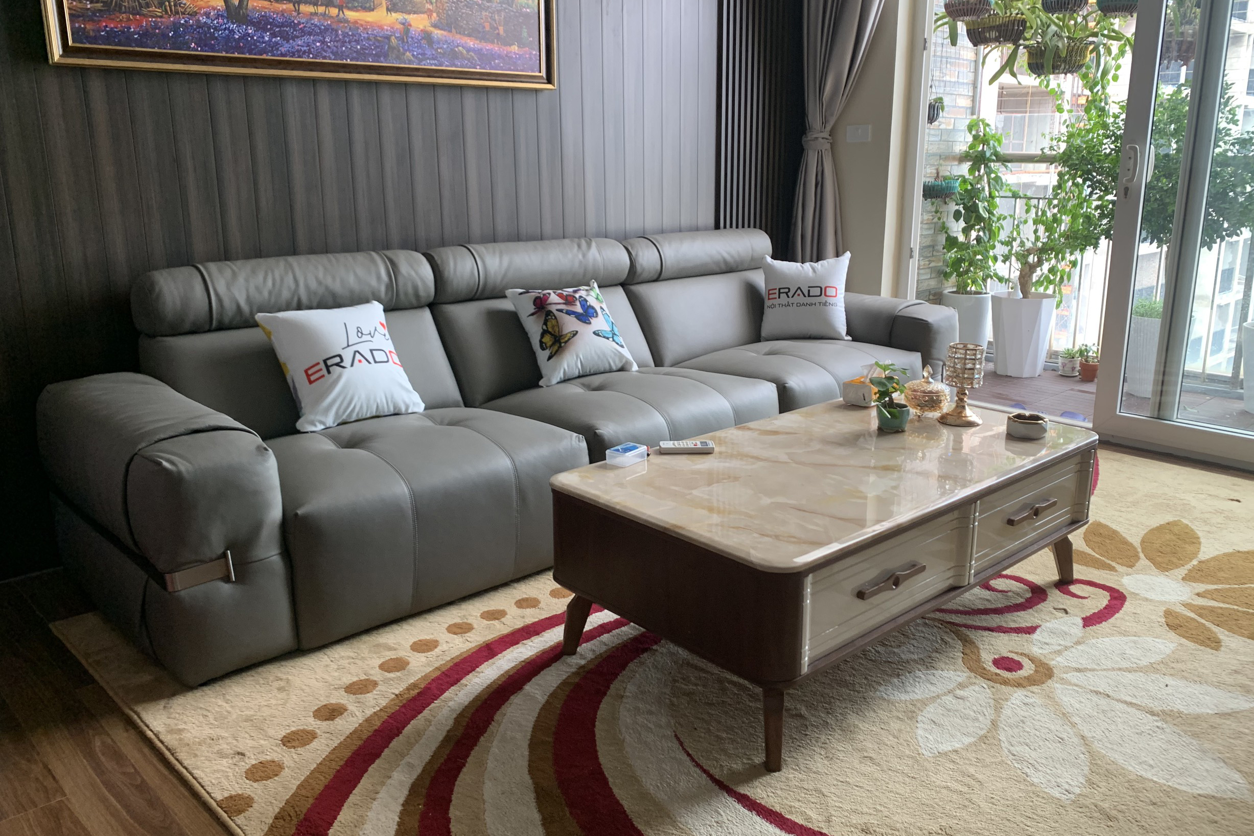 ERADO BÀN GIAO THÀNH CÔNG BỘ SOFA DA THẬT CHO GIA ĐÌNH CHỊ BÌNH Ở HÀ ĐÔNG